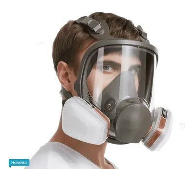 Полнолицевая маска 3M 6800 &mdash; противогаз с фильтрами от органических паров и формальдегида 170470 фото