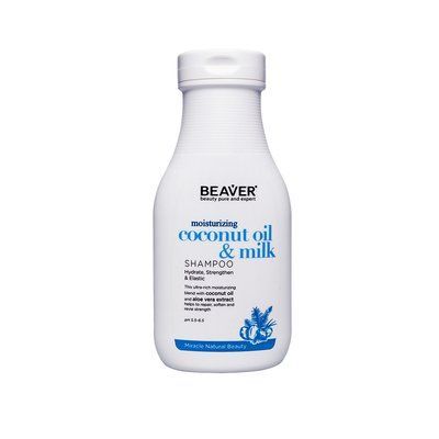 Розгладжуючий шампунь BEAVER Moisturizing Coconut Oil & Milk Shampoo для сухого і неслухняного волосся з Кокосовою олією 350 ml 220125002М фото